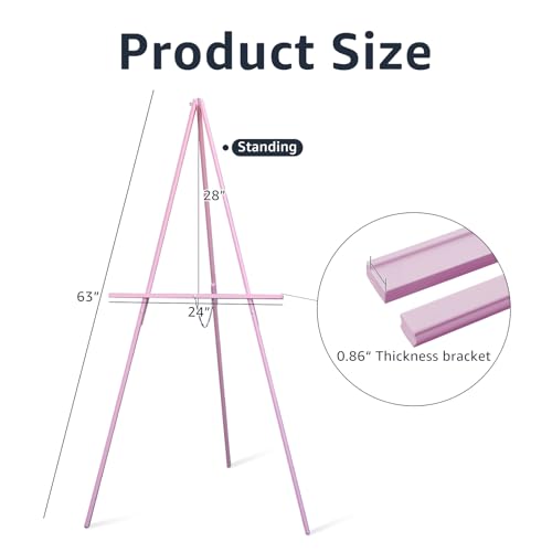 NianFeng Wooden Easel Stand for Sign, Easel Display Stand Floor for Wedding Sign with Adjustable Tray, 63-Inch, Tripod A-Frame Poster Light Duty, Welcome, Art Show & Baby Shower (Pink) - color: Pink