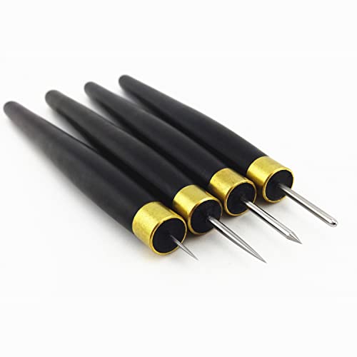 4pcs Printmaking Print Mezzotint Copperplate Woodcut Resin Board Intaglio Point Engrave Etching Leathercraft Carving Needle Pen Scraper Scriber Groove Lineation Tracer Presser Burnisher Tool Set