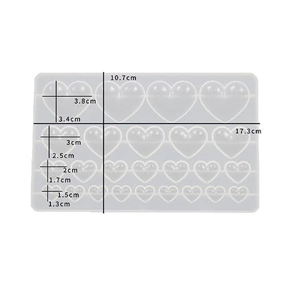 2 Pcs Heart Silicone Mold, Mixed Size Heart-Shaped Casting Jewelry Mold for Making Earrings & Jewelry Making Crafting Projects - color: mix-heart