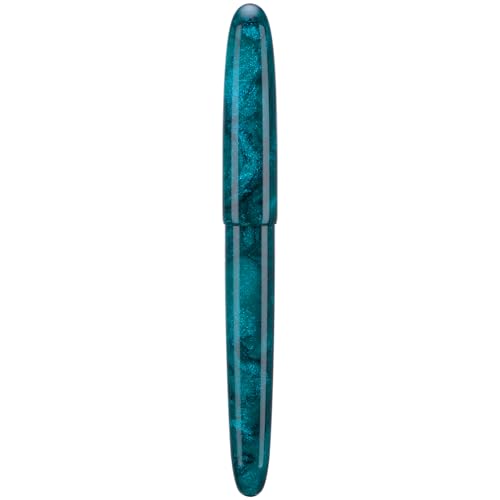 Asvine C80 Fountain Pen #8 Stub 1.1mm Nib Large Handcraft Calligraphy Art Drawing Pen with Converter Pen Case Collection Set (Green Glitter) - color: Green Glitter, style: Stub