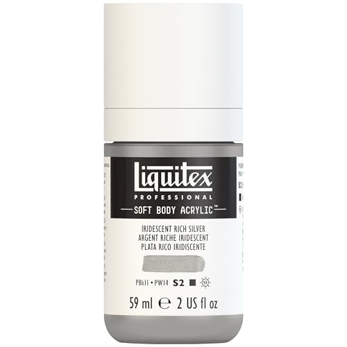 Liquitex Professional Soft Body Acrylic Paint, 59ml (2-oz) Bottle, Iridescent Rich Silver - color: Iridescent Rich Silver, style: 2-oz Bottle