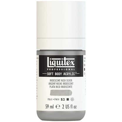 Liquitex Professional Soft Body Acrylic Paint, 59ml (2-oz) Bottle, Iridescent Rich Silver - color: Iridescent Rich Silver, style: 2-oz Bottle