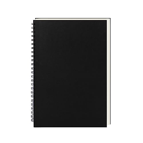 DSTELIN 9 inch x 6 inch, 100GSM, Blank Spiral Notebook, 1-Pack, Soft Cover, Sketch book, 160 Pages / 80 Sheets, (Black)