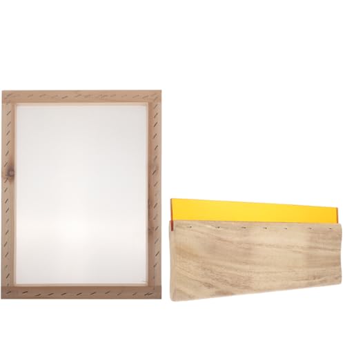 Abaodam Wooden Screen Printing Squeegee Set Rubber Blade and Silk Screen Frame Flat Ink Scraper Crafts and DIY Art Projects