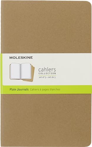 Moleskine Cahier Journal, Soft Cover, Large (5" x 8.25") Ruled/Lined, Black, 80 Pages (Set of 3)