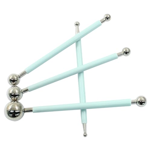 4Pcs Metal ball Fondant Tool Stainless Steel Modelling Ball Tools Set DIY Cake Decorating Tool for Sculpting and Shaping (Cyan) - color: Cyan