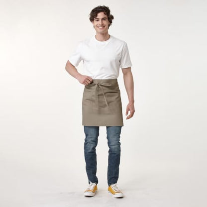 Unisex Waist Apron with Pockets Waiter Bar Half Bistro Apron 4251BY - color: Dark Khaki, size: 1 Pack