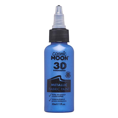 Cosmic Moon - Metallic 3D Fabric Paint - 1.01fl oz - Blue - Textile paint for clothes, t-shirts, bags, shoes & canvas - color: Blue