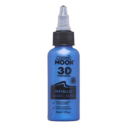 Cosmic Moon - Metallic 3D Fabric Paint - 1.01fl oz - Blue - Textile paint for clothes, t-shirts, bags, shoes & canvas - color: Blue