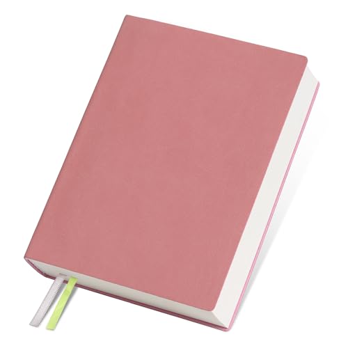 Thick Blank Journal Notebook 400 Pages, A6 Unlined Plain Sketchbook, 100gsm Thick Paper Hardcover Soft Leather Cover, No Lines Drawing Pad Memo Diary Writing Art Notepad ，3.9 × 5.5 - color: Warm Powder-400 Page