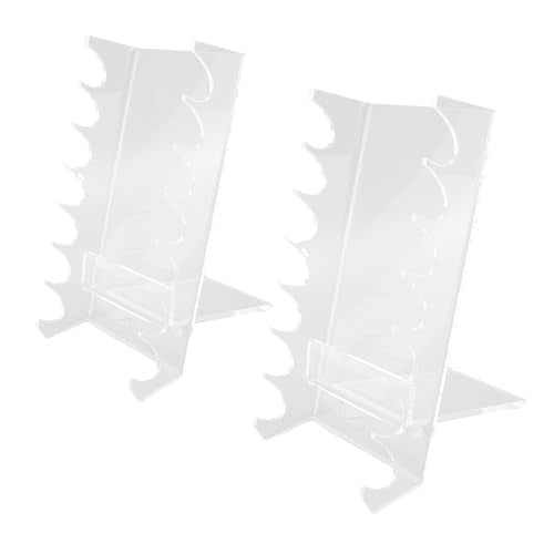 banapoy 2Pcs Acrylic Pen Display Stand, 7 Slots Pen Holder Makeup Brush Drying Rack Paint Brush Rack Holder, for Office Home Desk