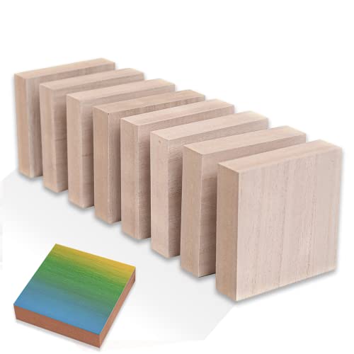 (8-Pack) - 4” x 4” Wooden Blocks for Crafts - 1-Inch Thick Square MDF Blocks - Smooth Surface with Wood Grain Pattern - Highly Customizable Blank Wood Squares - size: 4 x 4 x 1" (8 Pack)
