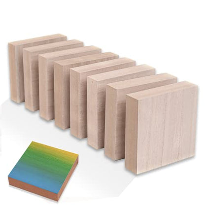 (8-Pack) - 4” x 4” Wooden Blocks for Crafts - 1-Inch Thick Square MDF Blocks - Smooth Surface with Wood Grain Pattern - Highly Customizable Blank Wood Squares - size: 4 x 4 x 1" (8 Pack)