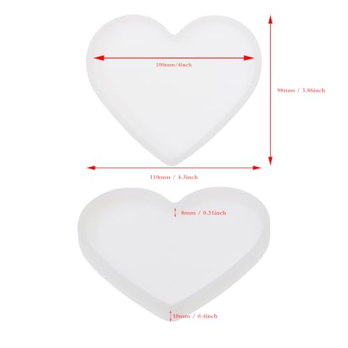 Shapenty 4Inch Resin Heart Coaster Molds Silicone Epoxy Molds for Resin Casting Bowl Mat Trays Valentine’s Day Wedding DIY Home Decoration Crafting Projects (2)