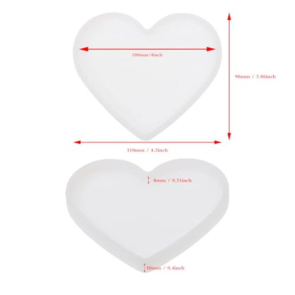 Shapenty 4Inch Resin Heart Coaster Molds Silicone Epoxy Molds for Resin Casting Bowl Mat Trays Valentine’s Day Wedding DIY Home Decoration Crafting Projects (2)