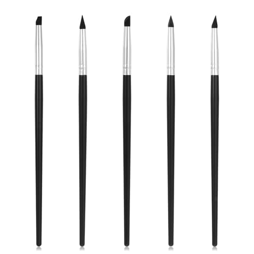 5 Pcs Silicone Paint Brush Professional Silicones Rubber Tip Paints Pens Brushes Color Shapers Brushes 20cm Silicone Clay Tools for Sculpting Pottery Handicraft Nail Art Artwork