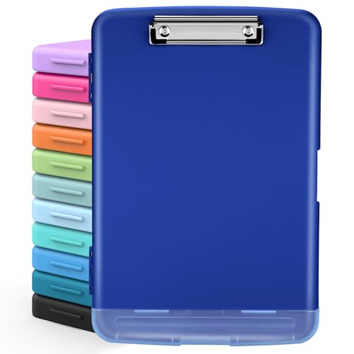 Sooez Clipboards with Storage, High Capacity Clip Boards 8.5x11 with Storage, Heavy Duty Nursing Clipboard Folder, Plastic Clipboard with Pen Holder for Women Teachers Work, School & Office Supplies - color: Navy Blue