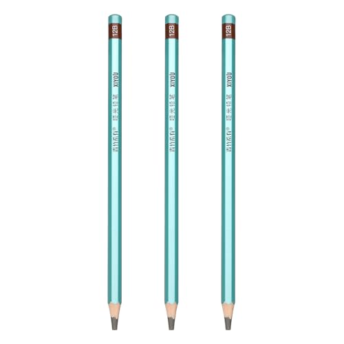 PATIKIL 12B Drawing Pencils for Sketching, Set of 3 Hexagonal Graphite Sketch Pencils Professional Sketching Art Supplies for Drawing Shading Writing Art Artists Beginners, Black - style: 12B