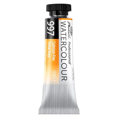 PHOENIX Professional Watercolor Paint Single Tube - 0.47 Fl Oz / 14ml - Cadmium-Free Yellow Deep - color: Cadmium-Free Yellow Deep, size: 0.47 Fl Oz (Pack of 1)