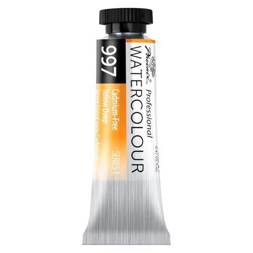 PHOENIX Professional Watercolor Paint Single Tube - 0.47 Fl Oz / 14ml - Cadmium-Free Yellow Deep - color: Cadmium-Free Yellow Deep, size: 0.47 Fl Oz (Pack of 1)