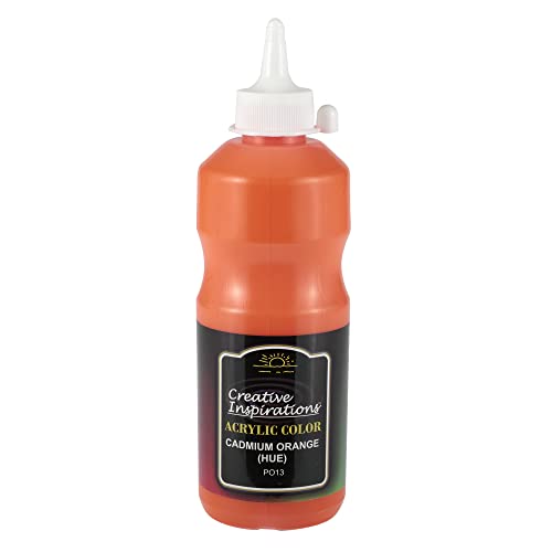 Creative Inspirations Acrylic Paint - Cadmium Orange Hue - 500mL - 2 Pack - Smooth & Creamy Consistency, Vibrant Pigmentation, Great Coverage for Artists - Clean Up with Soap & Water - color: Cadmium Orange, size: 16.91 Fl Oz (Pack of 2)