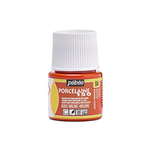 Pebeo Porcelaine 150 - Water-Based, High-Gloss Colors for Porcelain, 45 ml Bottle - Agate Orange - color: Agate Orange