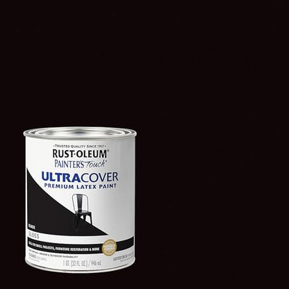 Rust-Oleum 1979502 Painter's Touch Latex Paint, Quart, Gloss Black, 1 Quart, (Pack of 1) - color: Gloss Black, size: 1 Quarts (Pack of 1)