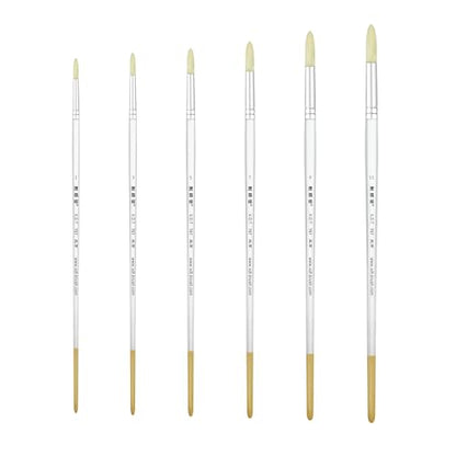 XDT#767 Round Artist Paint Brush 6 Piece Set Medium Stiff Hog Bristle Extra Long Handle #1#3#5#7#9#11, Oil Acrylic Watercolor