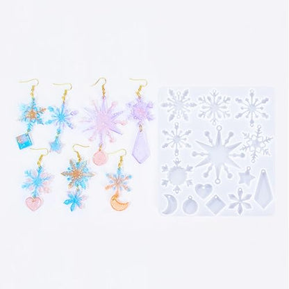1PC Snowflake Pendant Silicone Molds Christmas Resin Epoxy Casting Molds for Earring Necklace Keychain Charms Pendants Jewelry Making DIY Gem Cabochon Craft Supplies White 131x117x4.5mm - color: White-25