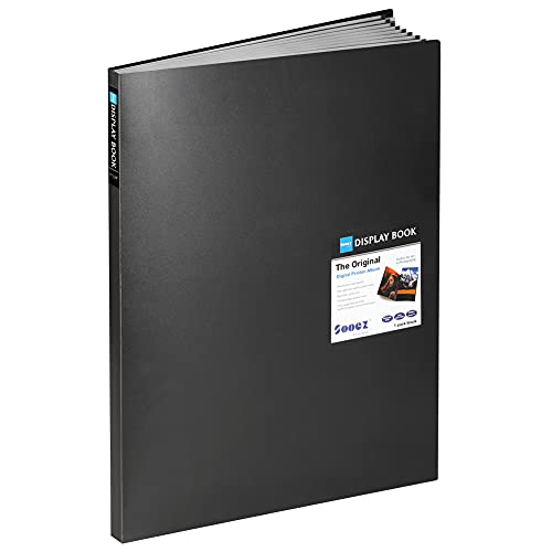Sooez Heavy Duty Binder with Plastic Sleeves 18"x24", Portfolio Folder with 30 Clear Sheet Protectors, Display 60 Pages, Presentation Book for Artwork, Sheet Music, Document - color: Black, size: 18"x24" - 1 Pack