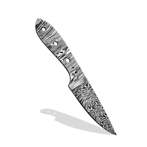 Custom Hand Forged Damascus Steel Blank Blade Knife Making Kit, Leather sheath, Pin, Scale, DIY Hunting, Camping Blade, Damascus Blade Billet Handmade, Knife Making Supply (BK-L) - color: BK-L