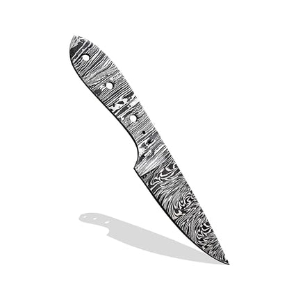 Custom Hand Forged Damascus Steel Blank Blade Knife Making Kit, Leather sheath, Pin, Scale, DIY Hunting, Camping Blade, Damascus Blade Billet Handmade, Knife Making Supply (BK-L) - color: BK-L
