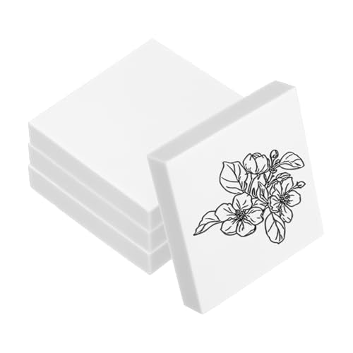 PATIKIL 4Pcs 2X2" Rubber Carving Blocks, Soft Linoleum Art Carving Block Square Crafts Stamp Making for Printmaking Stamps Carving Supplies, White - color: White