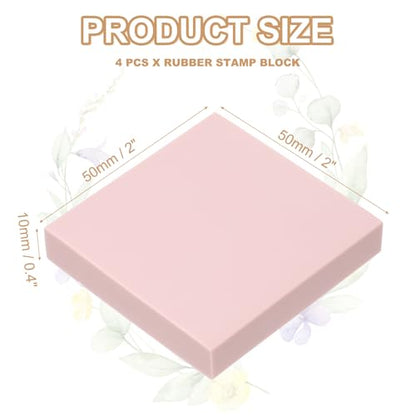 PATIKIL 4Pcs 2X2" Rubber Carving Blocks, Soft Linoleum Art Carving Block Square Crafts Stamp Making for Printmaking Stamps Carving Supplies, Pink - color: Pink