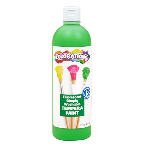 Colorations Washable Tempera Paint, 16 fl oz, Fluorescent Green, Neon, Non Toxic, Vibrant, Bold, Bright, Kids Paint, Craft, Hobby, Fun, Art Supplies FSWTGR - color: Flourescent Green