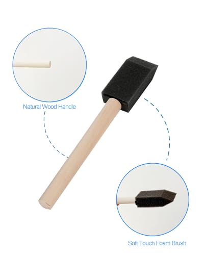 WAFJAMF 10 Pack Poly Foam Paint Brushes 1 Inch Sponge Painting Brushes Wood Handle Paint Sponges Set for Painting Cleaning - size: 10 Pcs