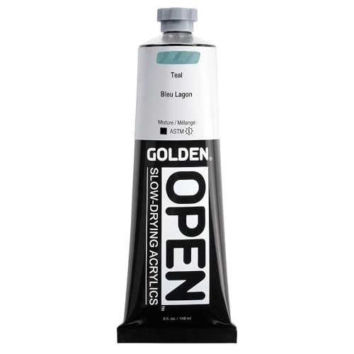 GOLDEN OPEN Slow-Drying Acrylics, Teal, 5 fl oz. tube, Professional Acrylic Paint, Opaque - color: Teal, size: 5 Fl Oz (Pack of 1)