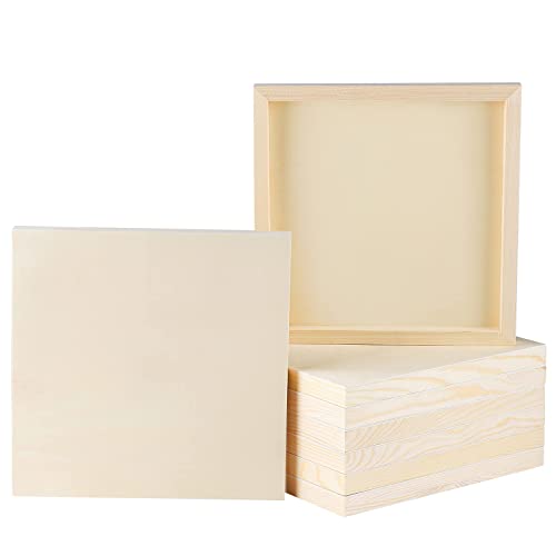 ADXCO 8 Pack Wood Panels 10 x 10 Inch Unfinished Wood Canvas Wooden Panel Boards for Painting, Pouring, Arts Use with Oils, Acrylics - size: 10 x 10 inch