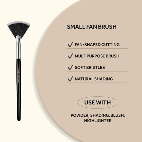 STUDIO17 Small Fan Brush | Professional Makeup Brush with Premium Synthetic Bristles | Flawless Korean Makeup Brush Designed by Artists.