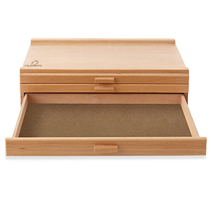 7 Elements 3 Drawer Wooden Artist Storage Supply Box for Pastels, Pencils, Pens, Markers, Brushes and Tools - size: 3-Drawer