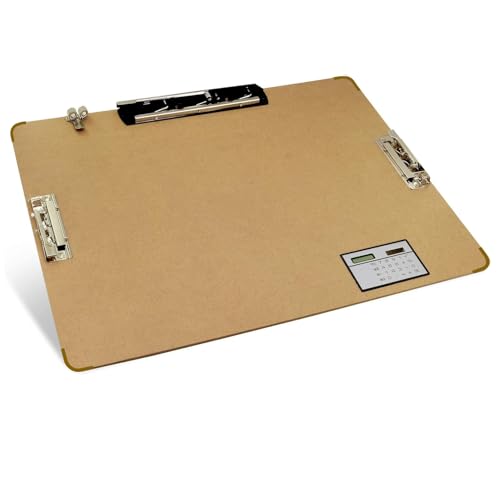 Performore 11x17 Hardboard Clipboard – Engineered Wood Drafting Boards with 3 Lever Clips & Built-in Calculator, Portrait Format Writing Surface for Architects, Engineers, and Classrooms (1 Pack) - style: 1 pack