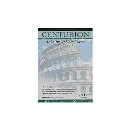 Centurion Acrylic Primed White Linen Canvas Sheet Pad, 9" x 12" 11oz Weight, Tape-Bound for Acrylics, Alkyds, Water-Mixable Oils - size: 9" x 12"