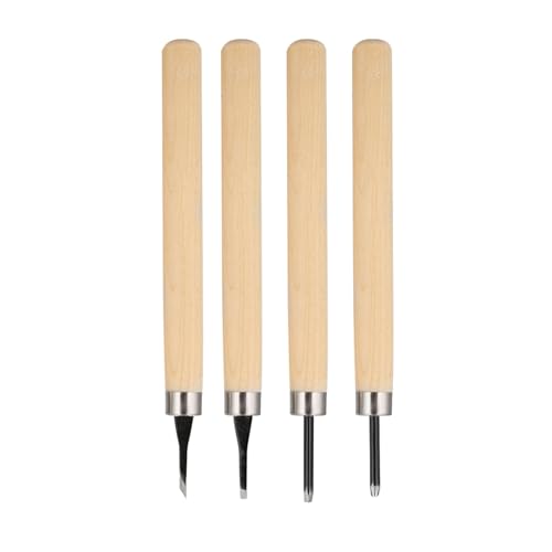 Wood Carving Tool 4 Pc Set,Small Wood Paddle, Sharpener Rubber Stamp Knives Micro Carving Tool Carving Tools Set (#1) 4pcs Wood Knife Manual (Number one)