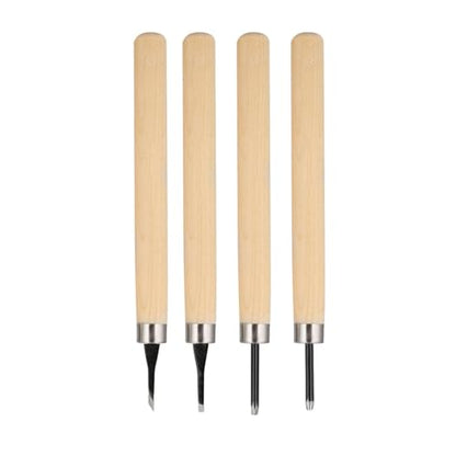 Wood Carving Tool 4 Pc Set,Small Wood Paddle, Sharpener Rubber Stamp Knives Micro Carving Tool Carving Tools Set (#1) 4pcs Wood Knife Manual (Number one)