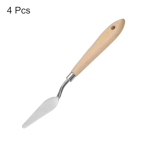 HARFINGTON 4pcs 10# Painting Palette Knife Pointy Stainless Steel Art Spatula Painting Pallet Knives Scrapers Tools with Plastic Handle for Acrylic Oil Canvas Mixing Spreading - size: 60mm x 22mm