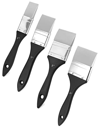 QWORK Paint Brush, Silicone Color Shaper Tool, 4 Pcs (1 inch, 1.5 inch, 2 inch, 2.5 inch) Solid Flat Flexible Acrylic Brush Water Based Painting Tool for Move and Remove Acrylic Paints