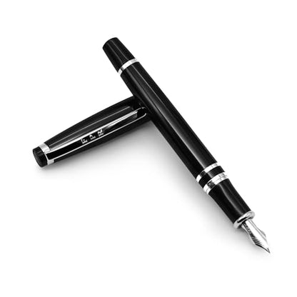 FPR Ambassador Ultra Flex Nib Fountain Pen Set, Black - Refillable Pen w/Cartridges & Converter - Calligraphy Pens for Writing, Journaling & Gifting - Luxury Pens For Smooth Strokes - color: Black