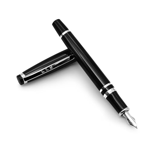 FPR Ambassador Ultra Flex Nib Fountain Pen Set, Black - Refillable Pen w/Cartridges & Converter - Calligraphy Pens for Writing, Journaling & Gifting - Luxury Pens For Smooth Strokes - color: Black
