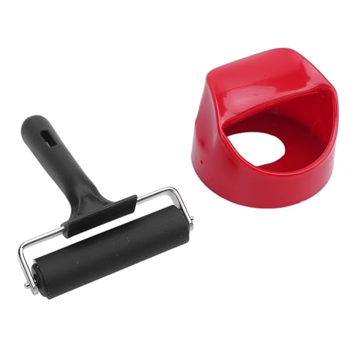 Printing Roller Kit Soft Rubber Roller with Set, Sturdy Metal Structure Plastic Handle 4in Rubber Brayer Roller for Crafting Printing Inking Stamping