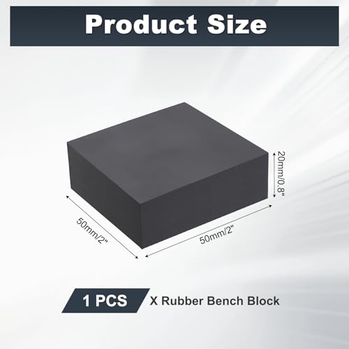 HARFINGTON Rubber Bench Block 2"x2"x0.8" Black Rubber Stamping Block Square Anti Vibration Pads for Jewelry Making Hammering Shaping Chasing Flattening Metals - size: 2"x2"x0.8"
